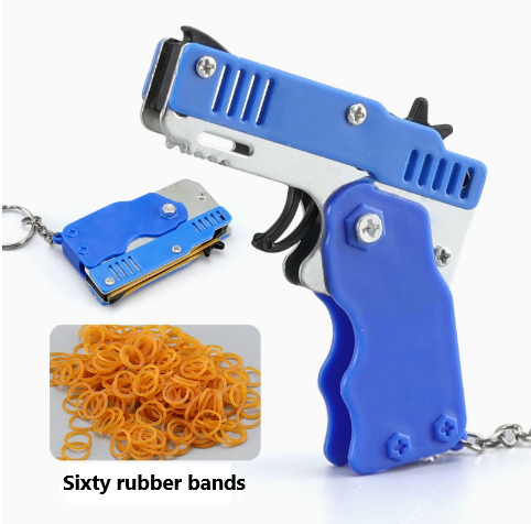 Metal double-shot foldable rubber band gun