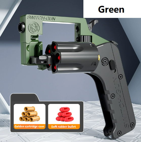 Folding revolver, soft bullet gun case, throw hand grab