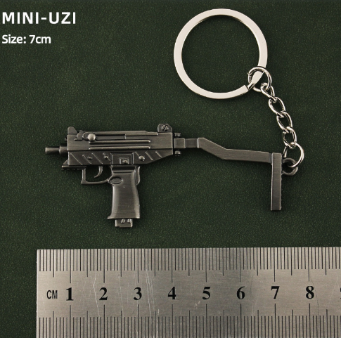 Alloy keychain metal gun model toy MINI-UZI