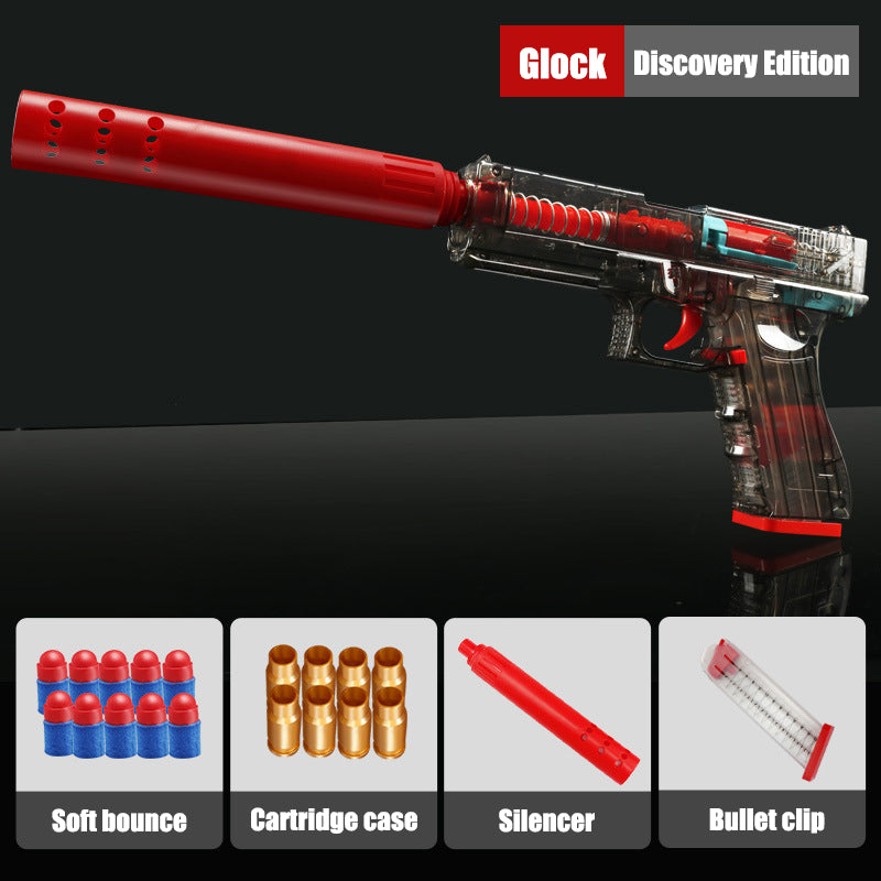 Transparent Glock throwing shell soft bullet toy gun