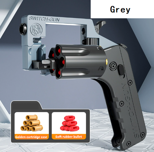 Folding revolver, soft bullet gun case, throw hand grab