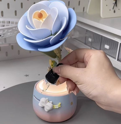 Scented night light with blooming flowers DIY handmade 3D flower gift