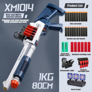 XM1014 Escopeta en aerosol Escopeta para niño Simulación de pistola de juguete para niños Modelo de pistola de bala suave de doble cañón S686, tipo de bala reemplazable 