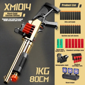 XM1014 Escopeta en aerosol Escopeta para niño Simulación de pistola de juguete para niños Modelo de pistola de bala suave de doble cañón S686, tipo de bala reemplazable 