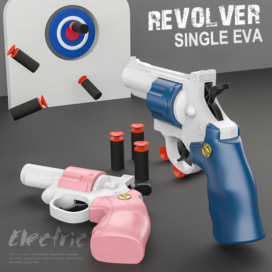Automatic repeating revolver ejectable soft bullet toy gun
