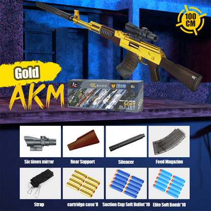 Pistola de balas suave manual AK47, ventosa EVA, clip para cargador de gran capacidad, pistola de juguete, juguetes para niños y adultos 