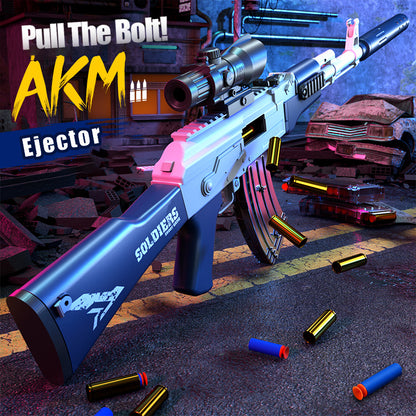 Pistola de balas suave manual AK47, ventosa EVA, clip para cargador de gran capacidad, pistola de juguete, juguetes para niños y adultos 