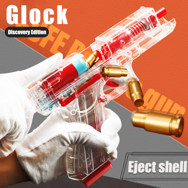 Transparent Glock throwing shell soft bullet toy gun