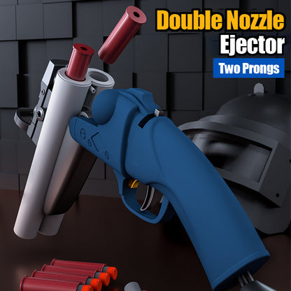 Pulverizador de doble tubo, eyección de carcasa, pistola de balas suaves, manual de pistola de juguete para niño 