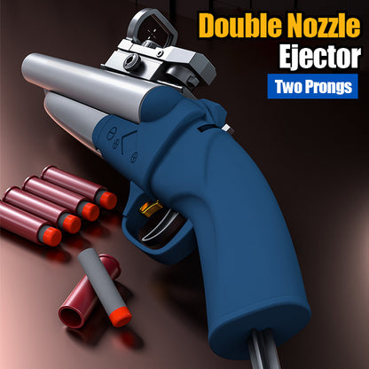 Pulverizador de doble tubo, eyección de carcasa, pistola de balas suaves, manual de pistola de juguete para niño 