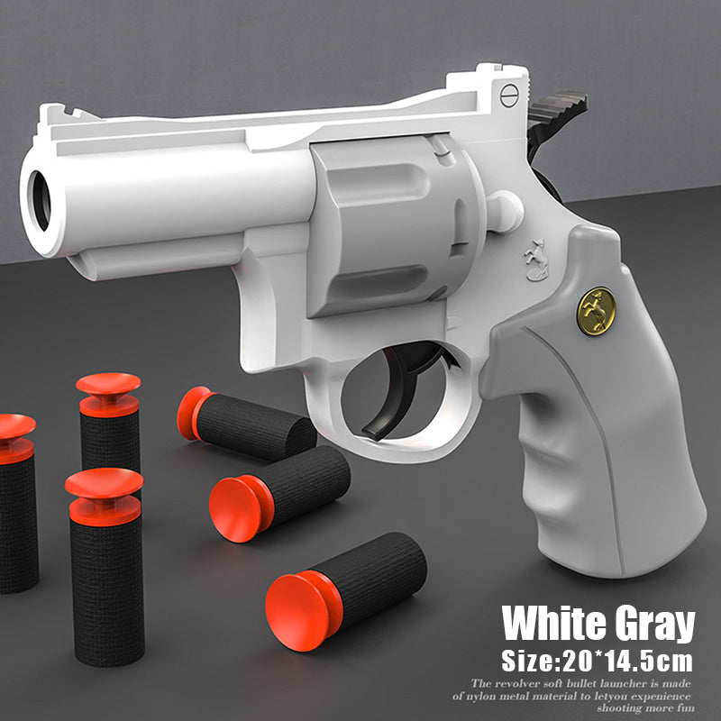Automatic repeating revolver ejectable soft bullet toy gun