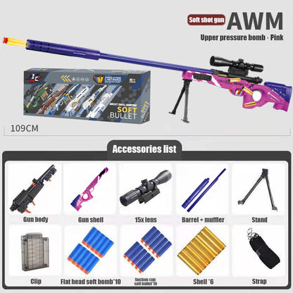 Pistola de juguete para niños con bomba M24, agarre de francotirador, alimentación manual, puede lanzar una pistola para niños de 98k 